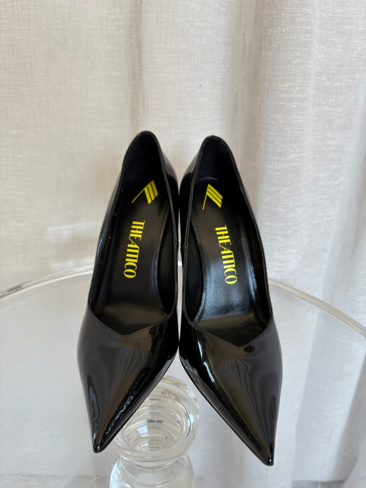 THE ATTICO Black Patent Pointed Wedge Pump, 40