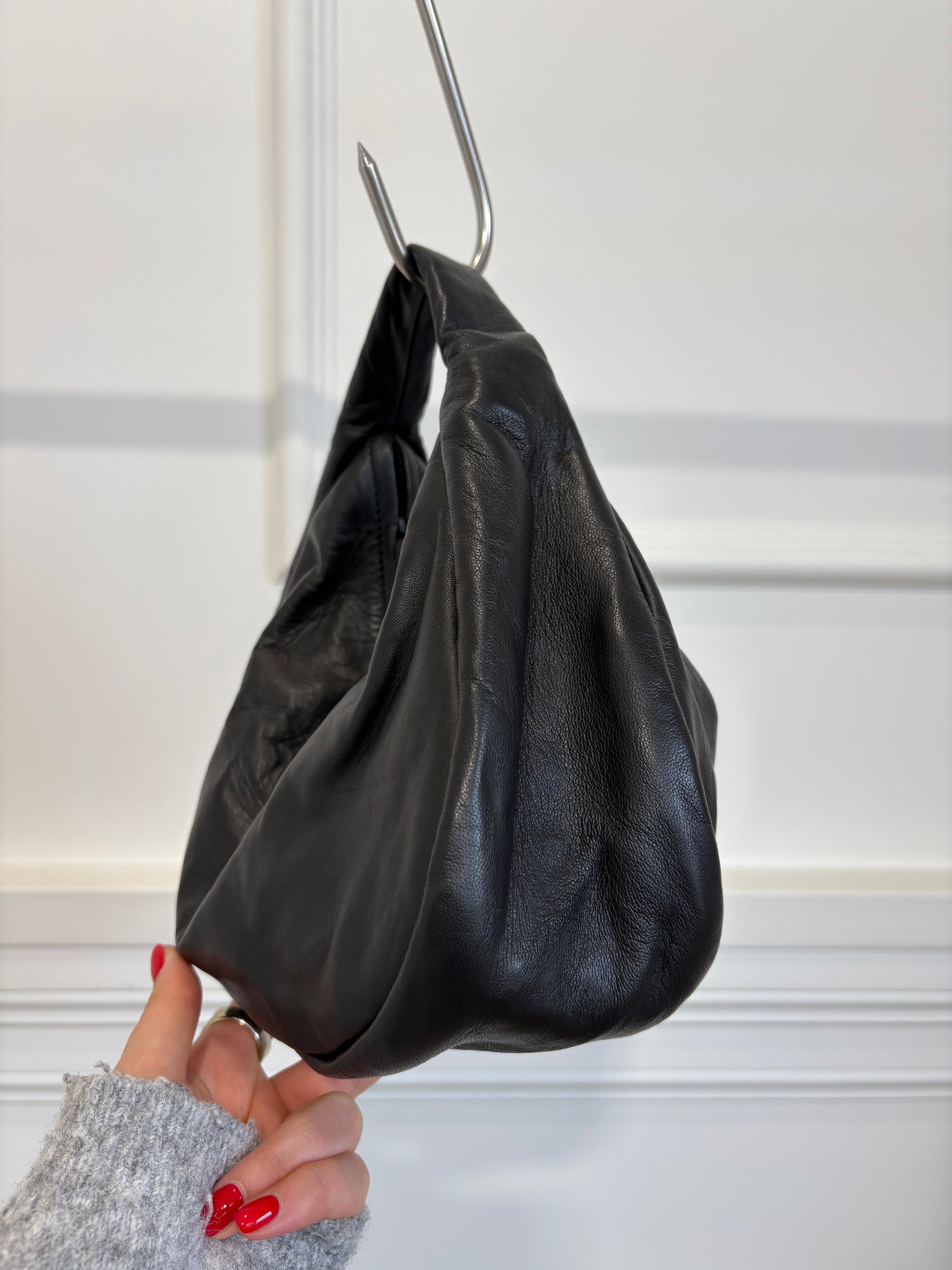 A-ESQUE Black Soft Leather 'Bon Bon' Bag