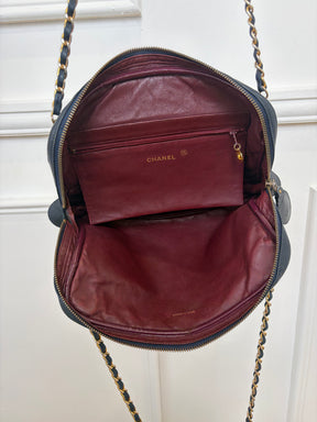 Chanel Navy Lambskin Leather Shoulder Camera Bag