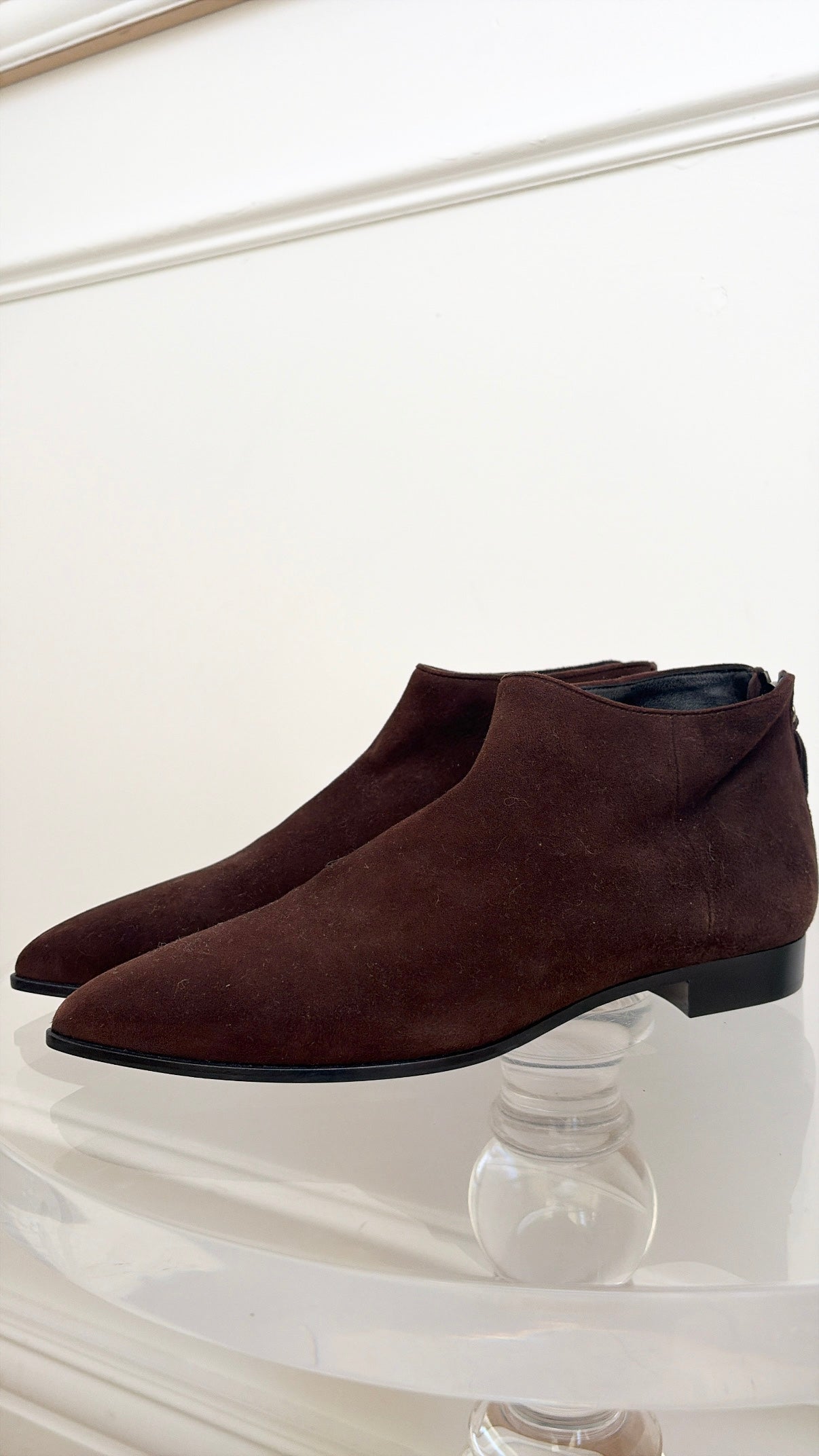 Miu Miu Brown Suede Pointed Ankle Boots, 37