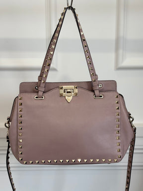 Valentino Garavani Rockstud Soft Leather Tote Beige Pink