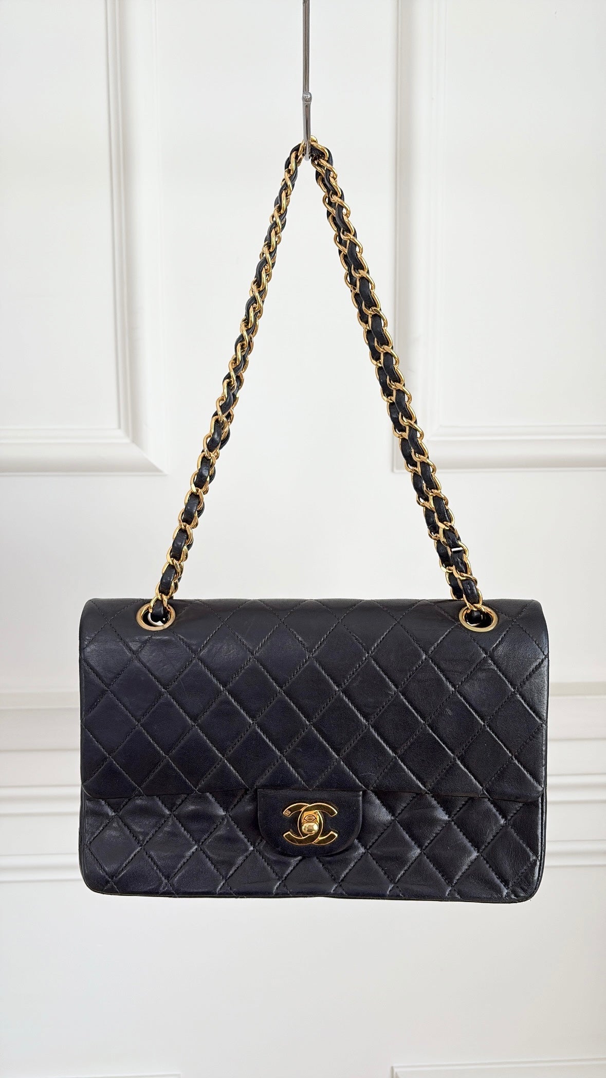 Chanel Black Lambskin Leather Medium Classic Flap Bag
