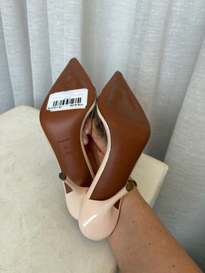 Alaïa Le Cœur Abstrait 90 Patent Leather Mules Rose Dragee, 38