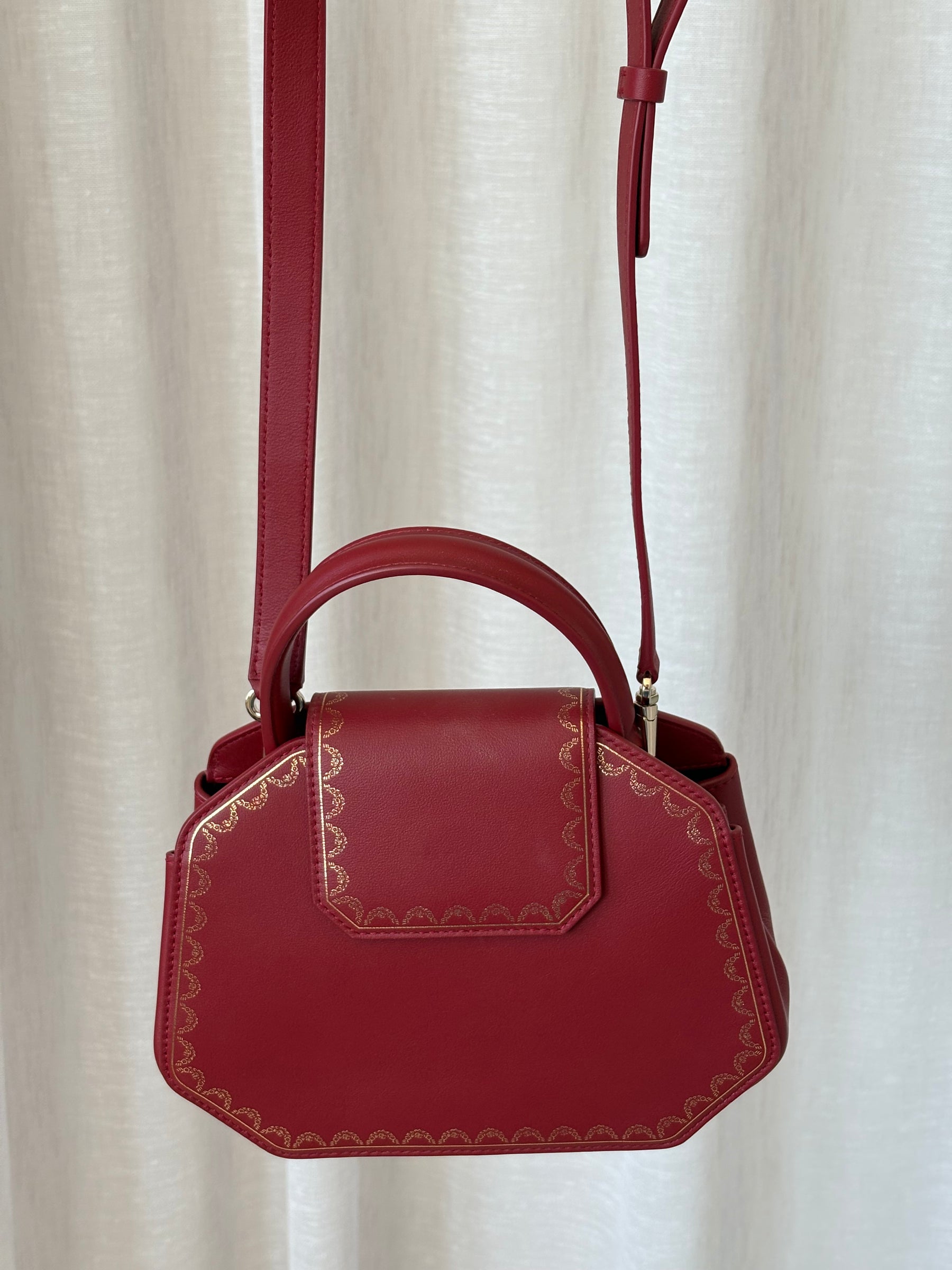 Cartier Red Leather Red Leather Mini Guirlande Top Handle Bag