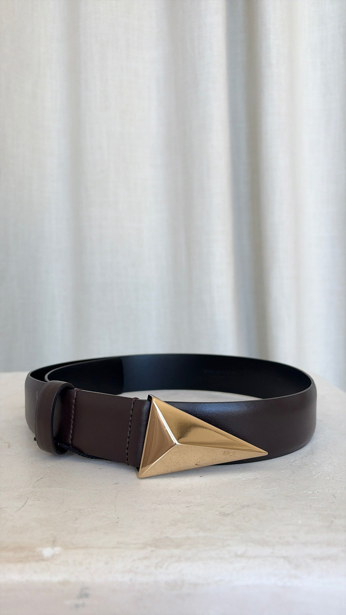 Scanlan Theodore Brown Leather Triangle Buckle Belt, S