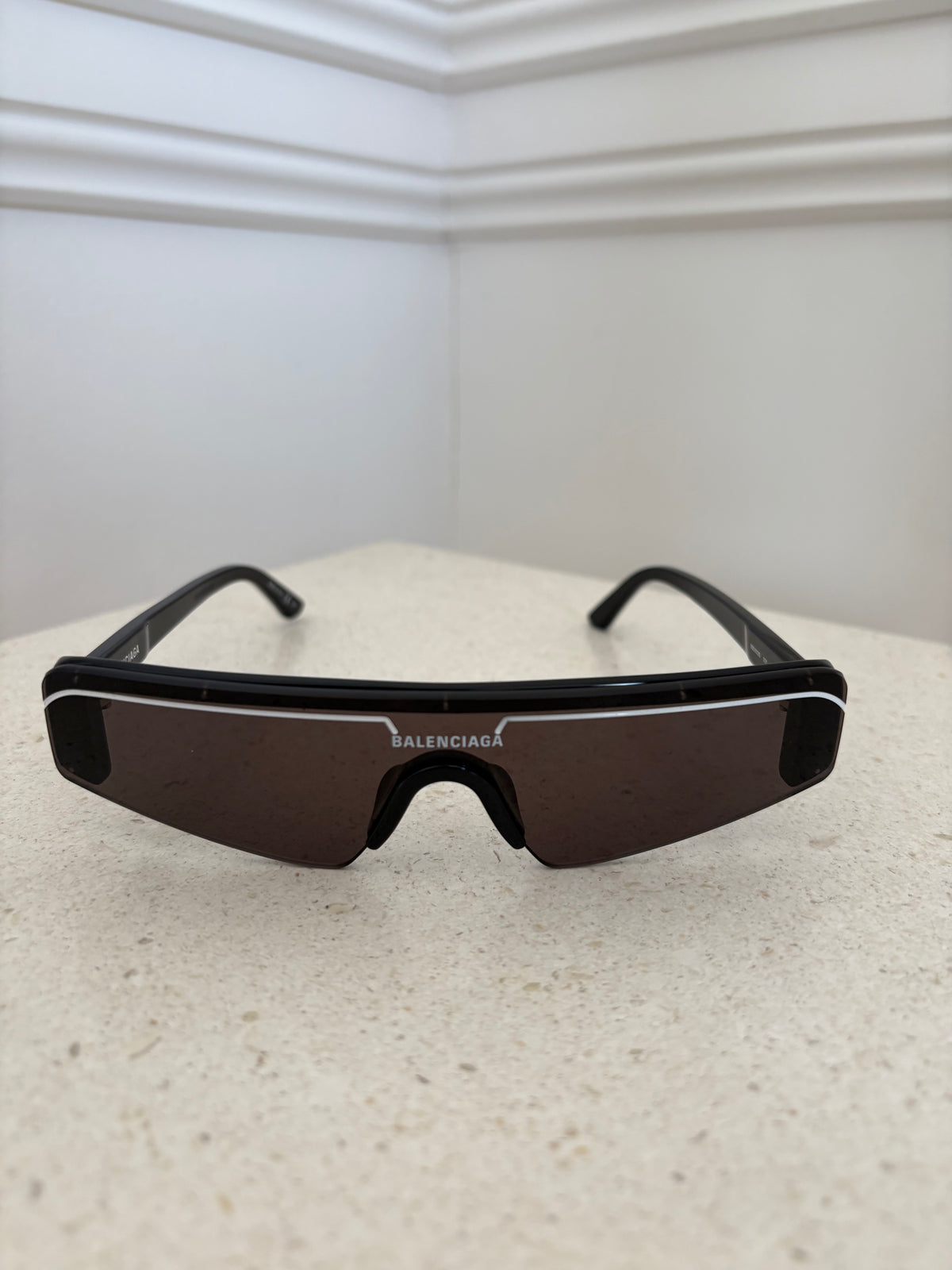 Balenciaga Black Logo Flat Top Sunglasses