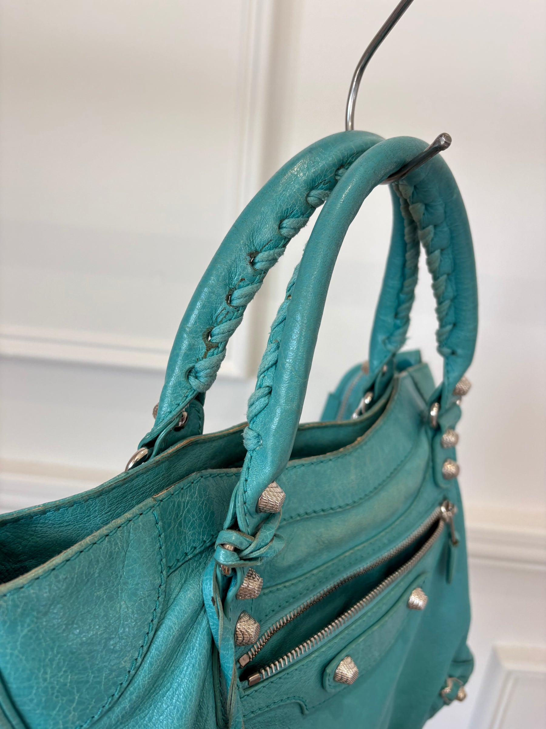 Balenciaga Turquoise Leather City Bag