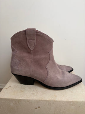 Isabel Marant Lilac Suede Western Ankle Boot, 41