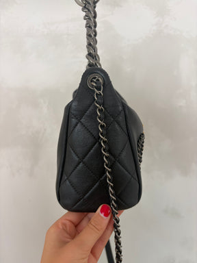 Chanel Black Calfskin Chain Signature Hobo Bag