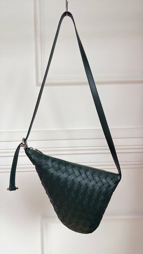 Bottega Veneta Green Intrecciato Leather Small Virgule Bag