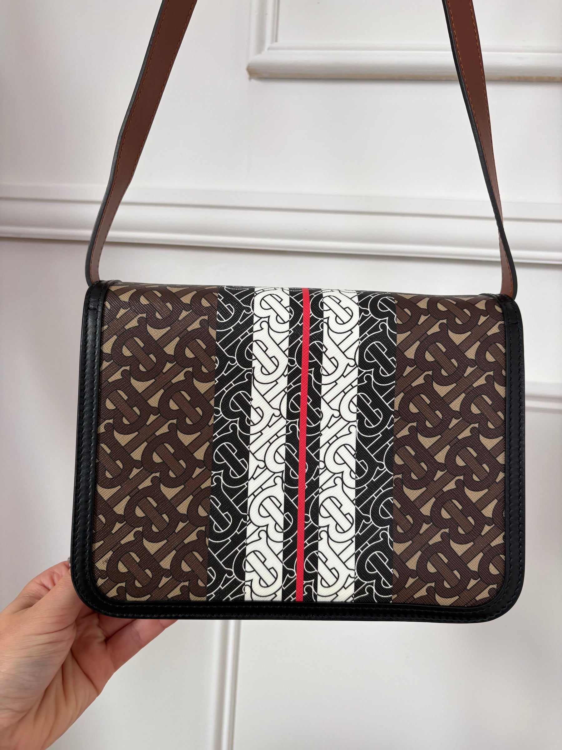 Burberry TB Shoulder Bag Brown White