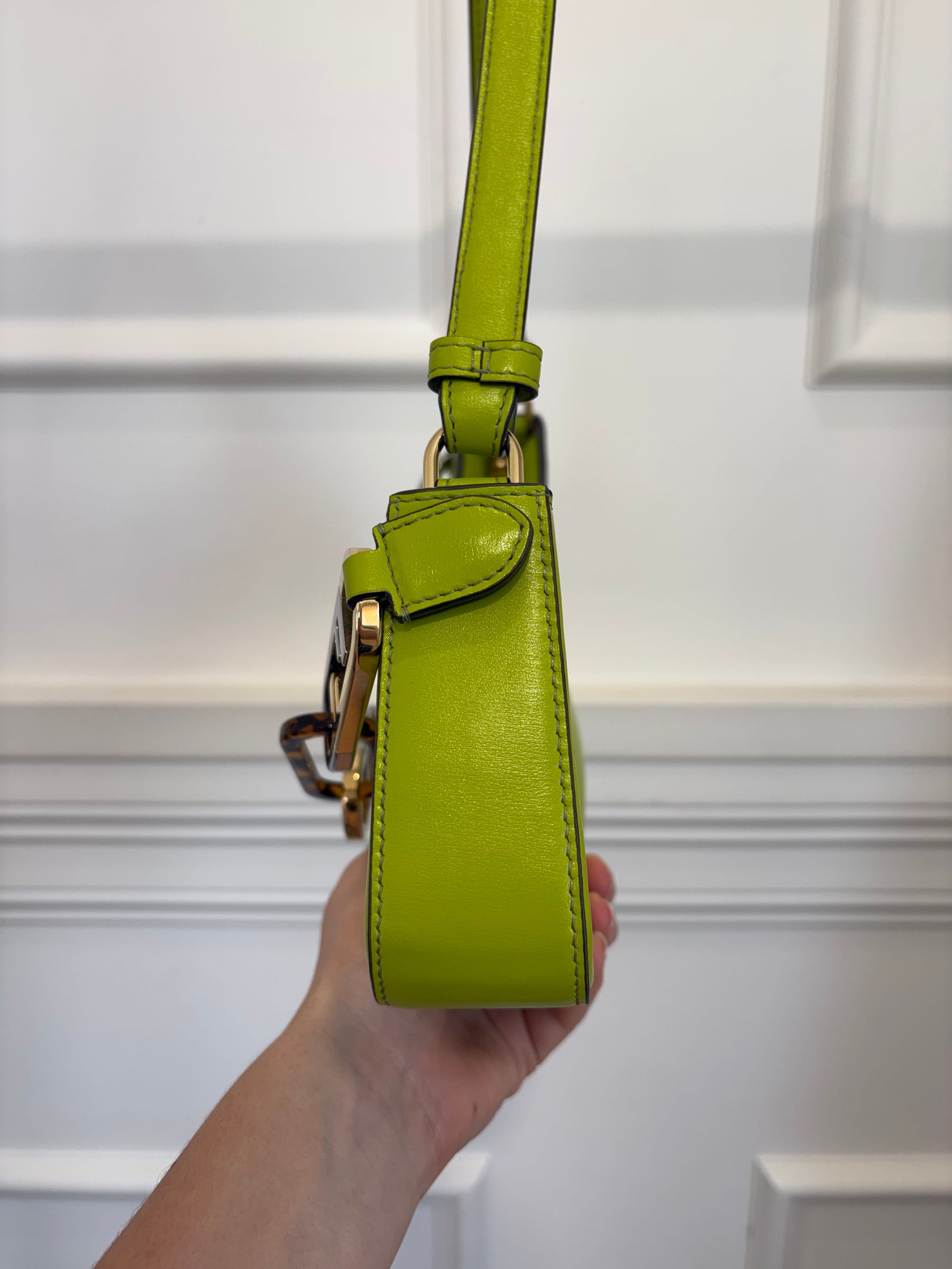 Fendi Chartreuse Leather O'lock Shoulder Bag