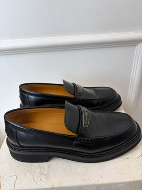 Dior Black Leather Logo 'Boy' Loafer, 38.5D