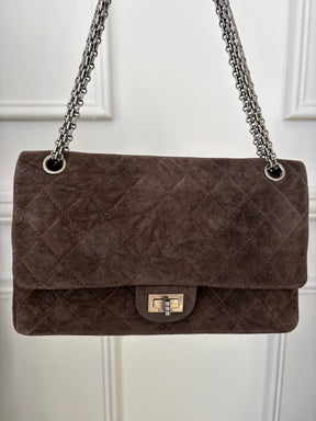 Chanel Brown Suede Large 2.55 Handbag