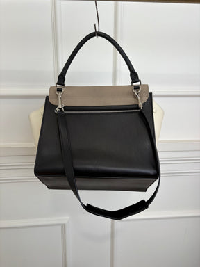Celine Black, Taupe and Cream Leather Trapeze Bag