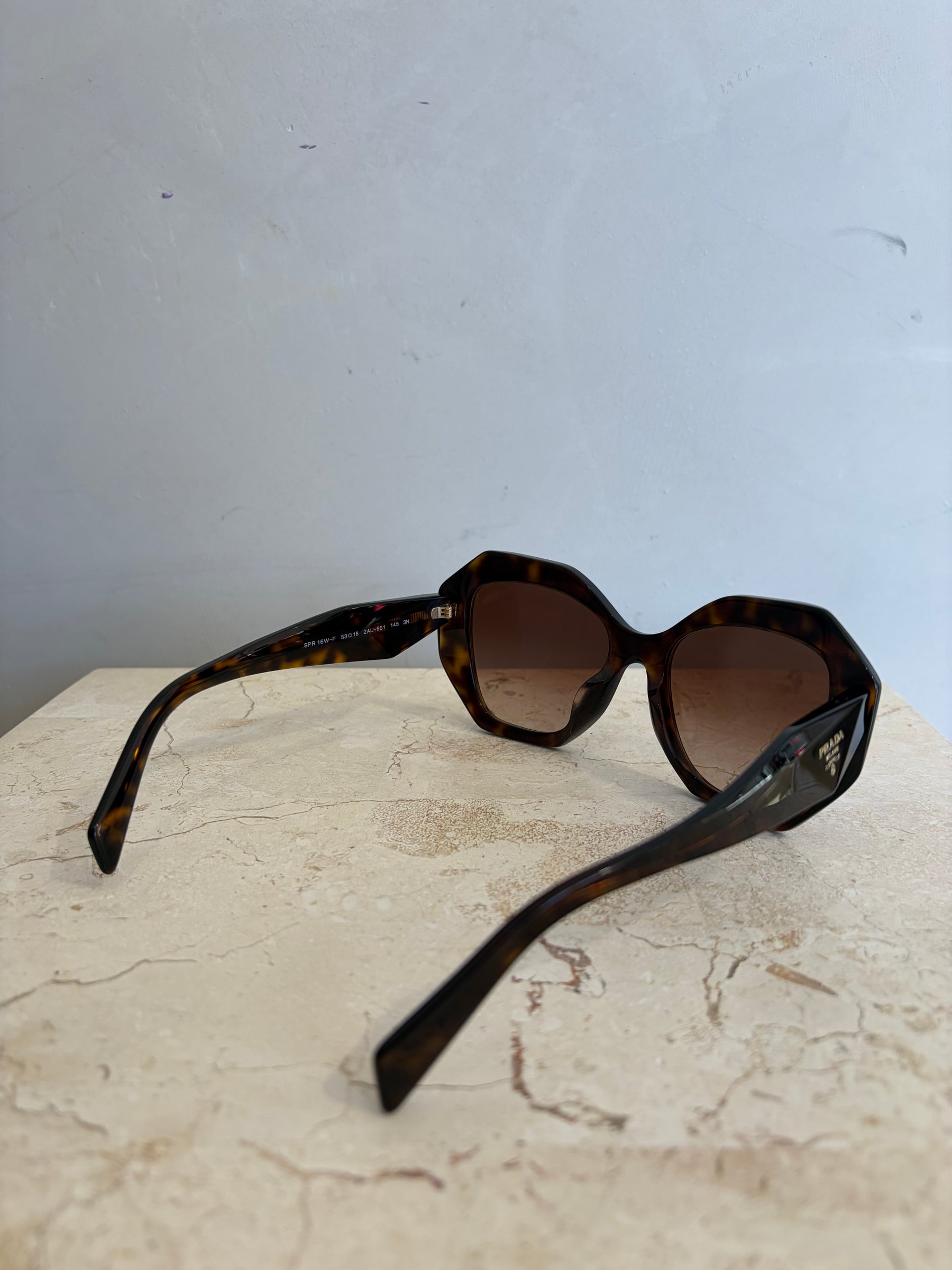 Prada PR 16WS Tortoishell Irregular Shaped Sunglasses