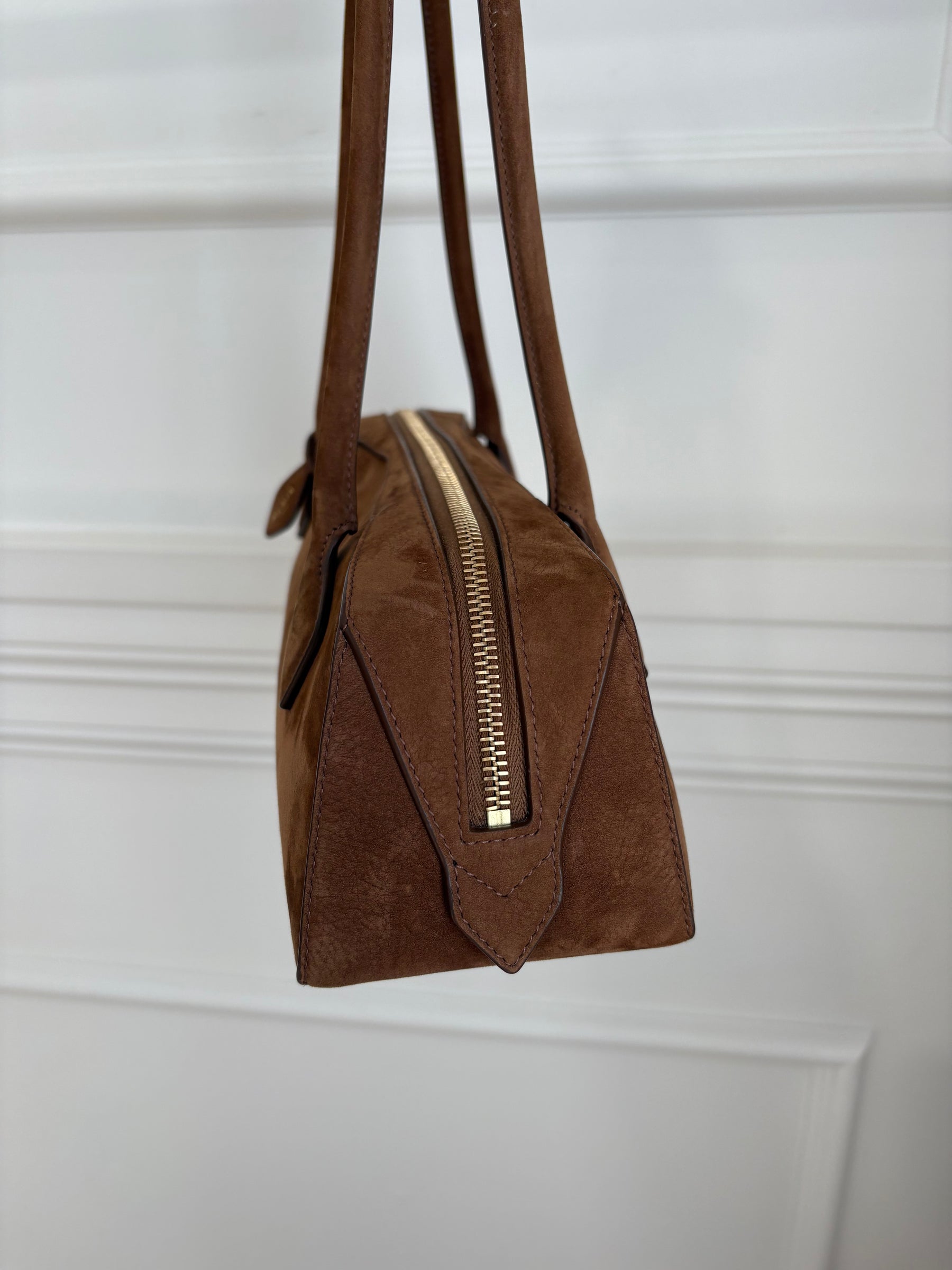 Alaïa Tan Le Teckel medium nubuck shoulder bag