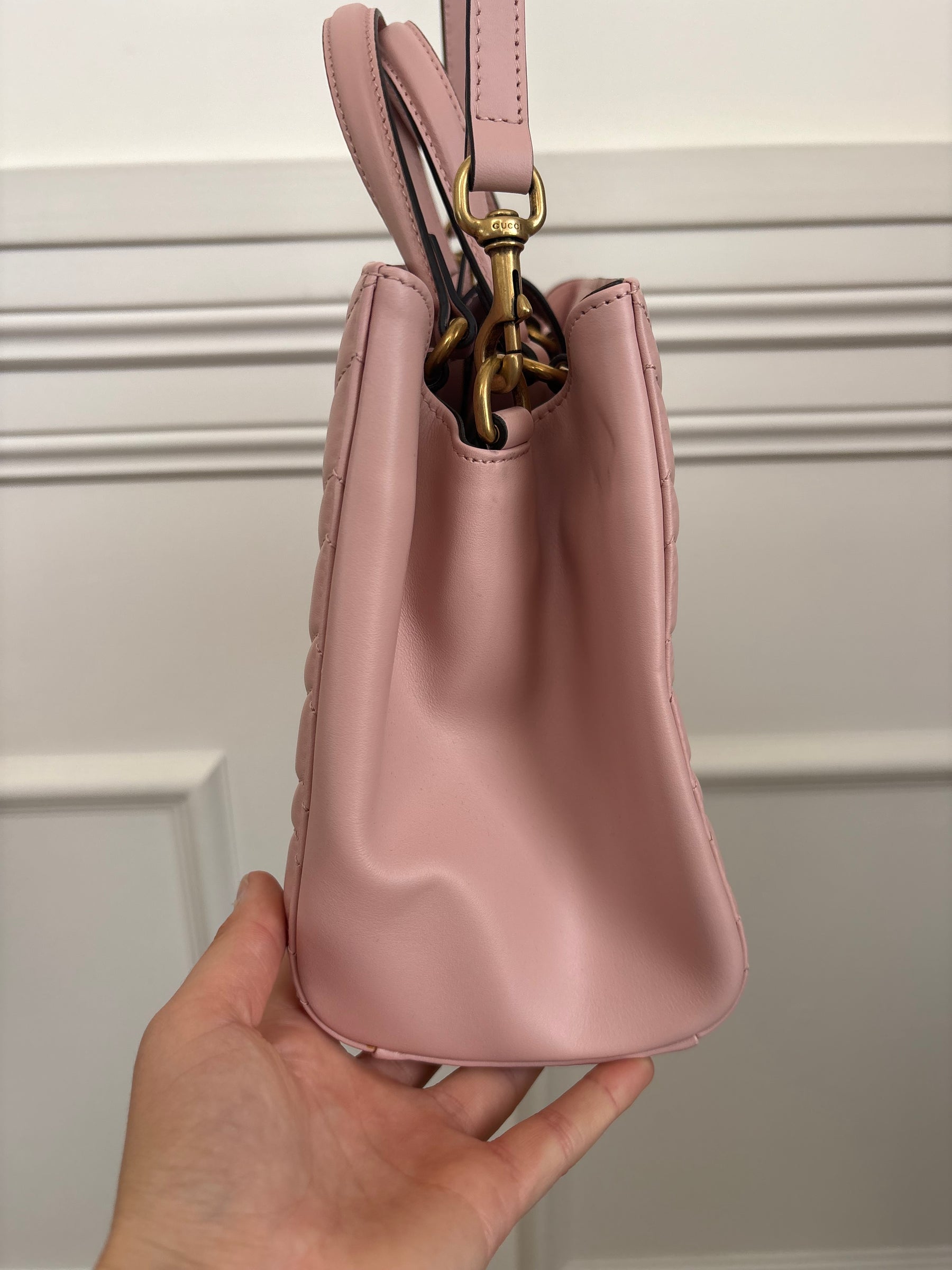 Gucci Pale Pink Quilted Marmont Tote Bag
