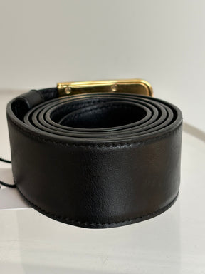 Prada Black Leather Belt With Gold Hardware, 34/85