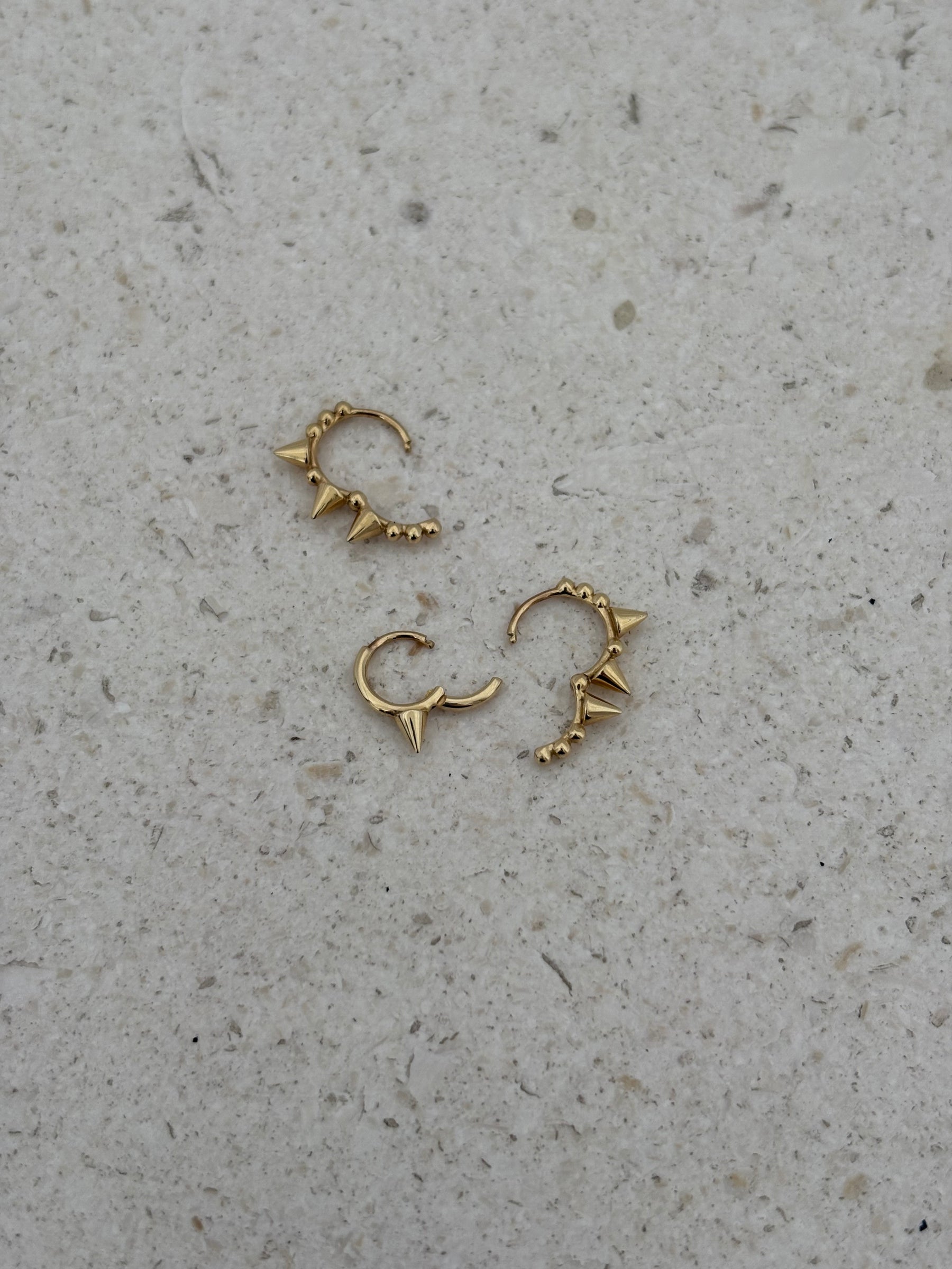 Maria Tash Spike Mini Hoop Earrings Gold 14k Gold Set Of 3