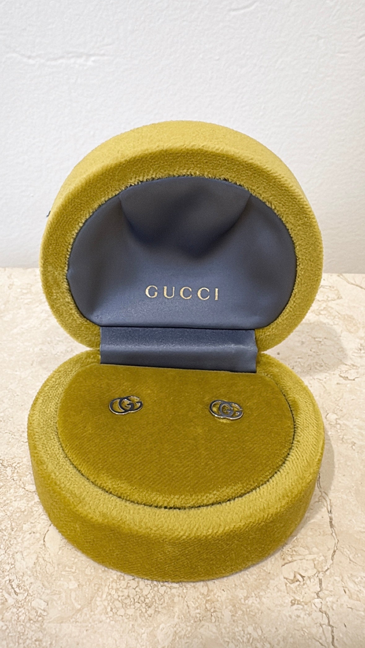 Gucci White Gold Marmont Studs