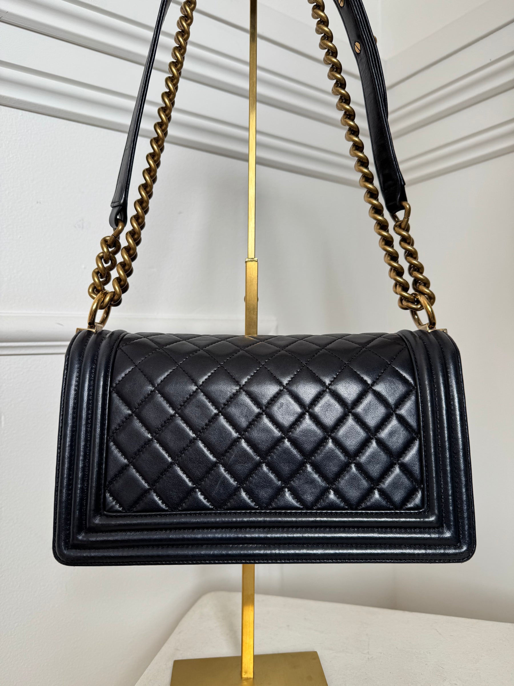 Chanel Navy Lambskin 'Old Medium' Boy Bag