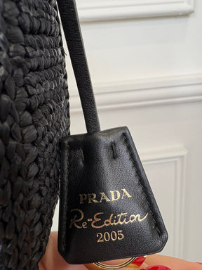 Prada Black Raffia Re-Edition Crossbody Bag