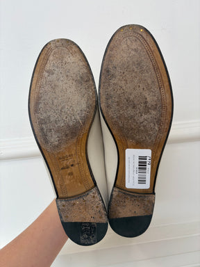 Gucci Cream Jordaan Leather Loafer, 40