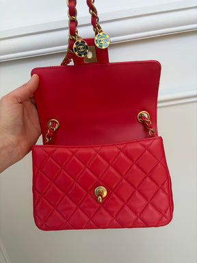 Chanel Coral Lambskin Leather Casino Chips Mini Flap