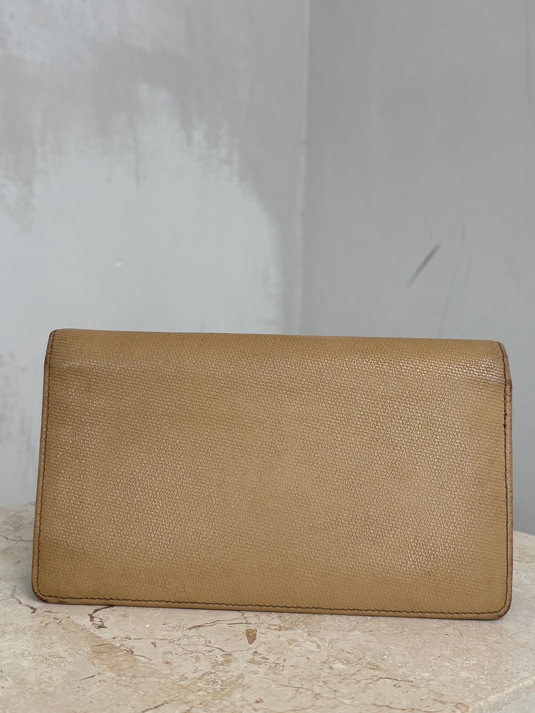 Chanel Beige Leather Long Flap Wallet