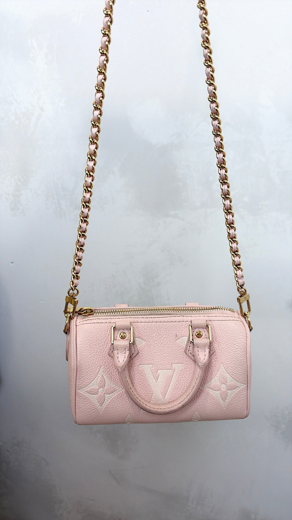 Louis Vuitton Pale Pink Monogram Empreinte Leather Nano Speedy