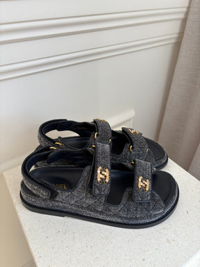 Chanel Denim Effect Dad Sandals, 37