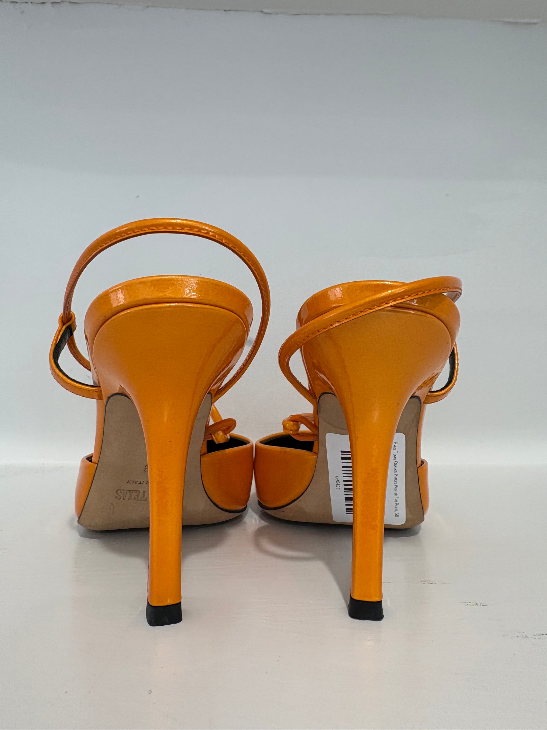 Paris Texas Orange Patent Pointed Toe Pumps, 38