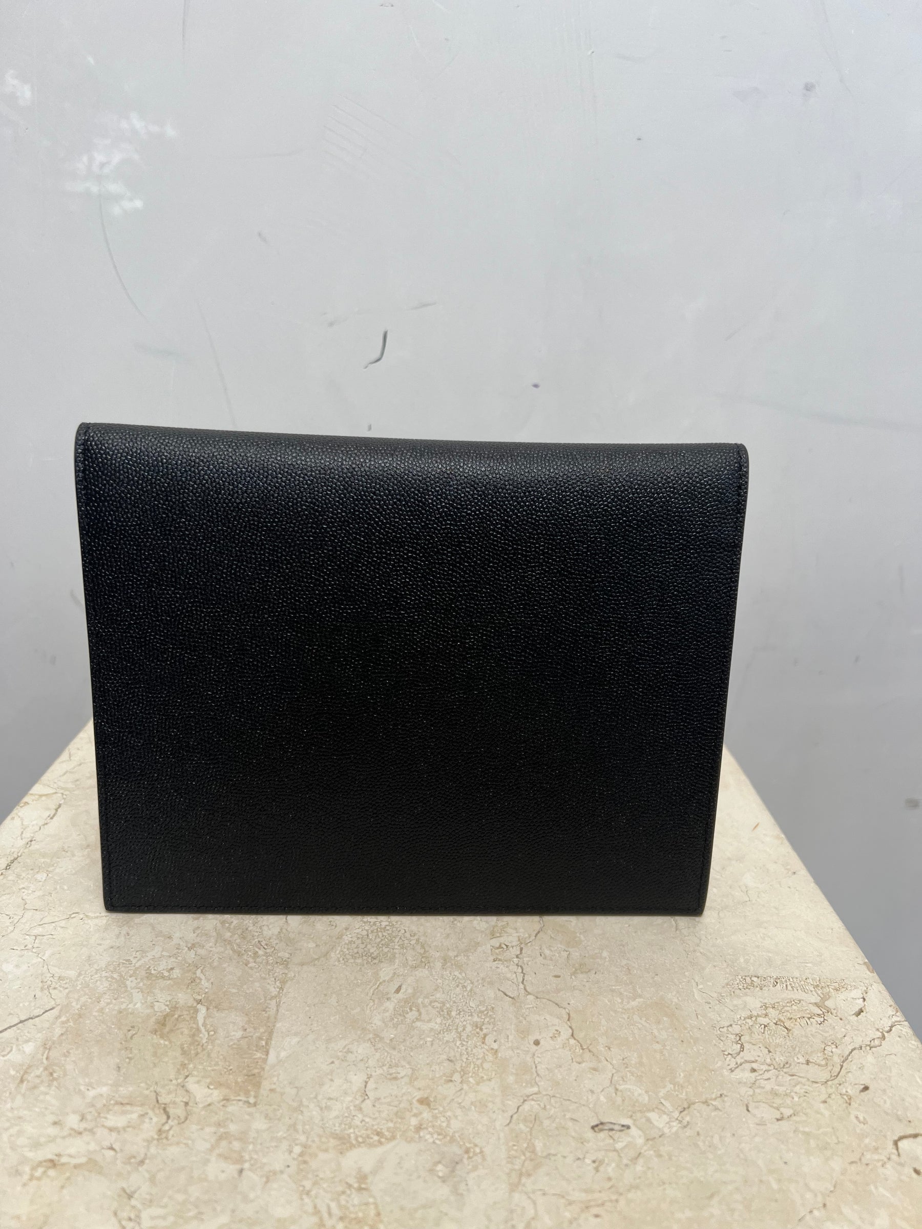 Saint Laurent Black Grained Leather Small Uptown Pouch