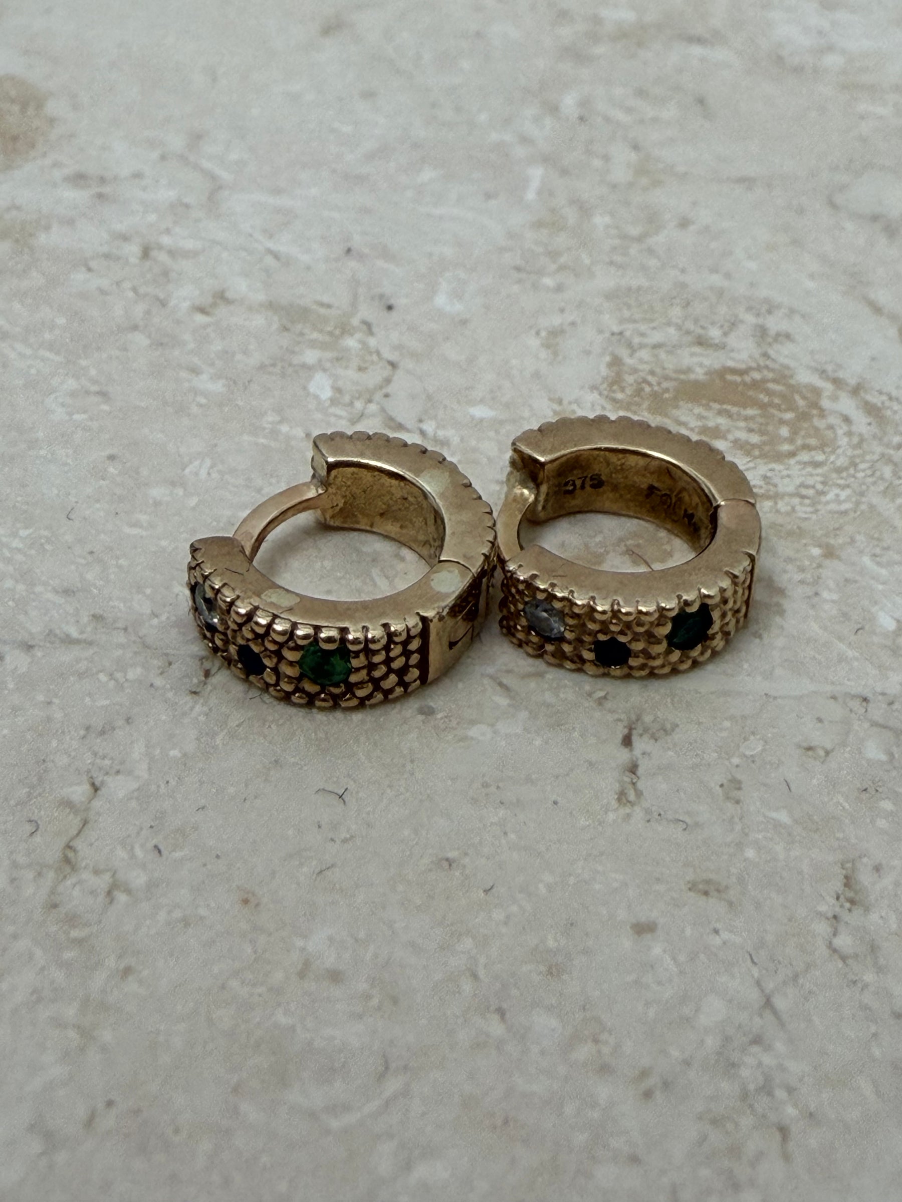 Lucy Folk 9kt Gold Multi Stone Huggies