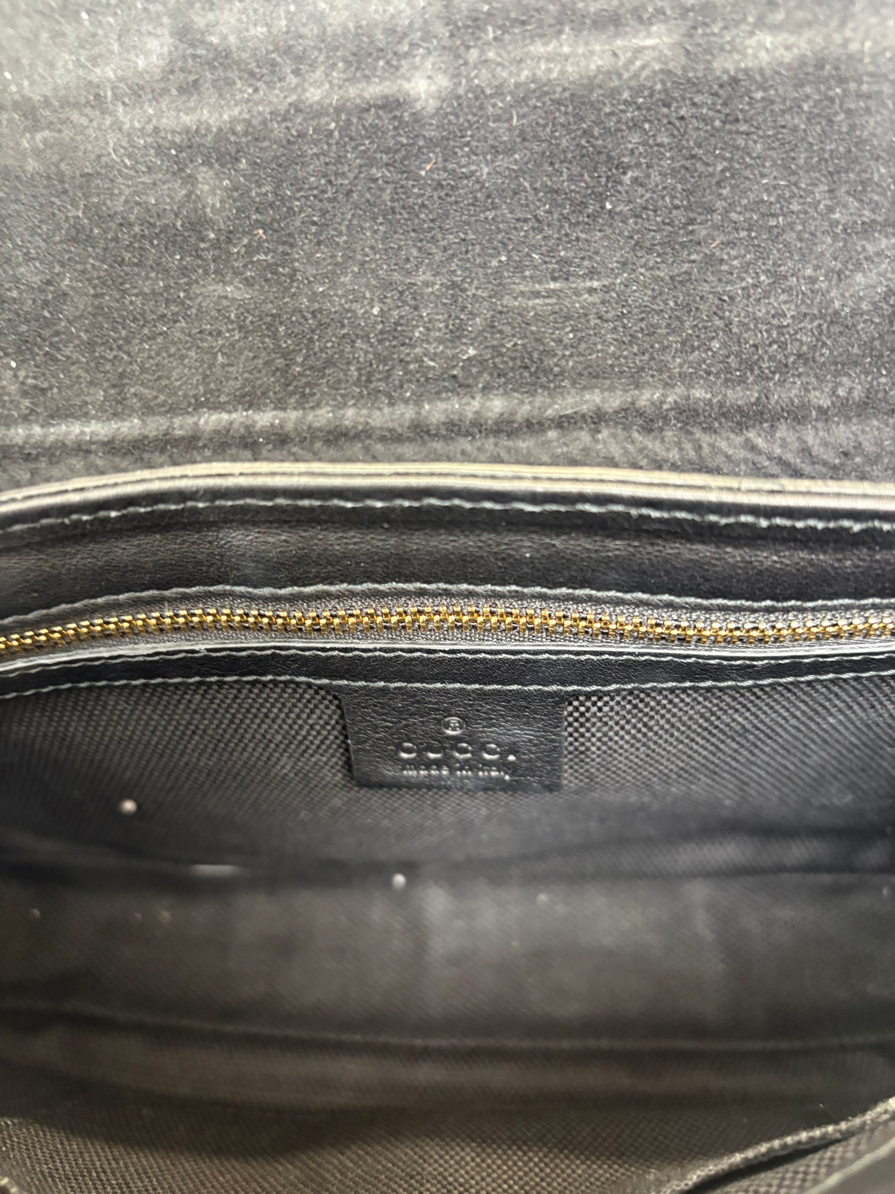 Gucci Black Patent Crinkled Soho Chain Flap bag