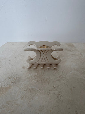 Celine Large Hair Claw In Acetate White