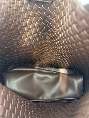 Rylan Brown Woven Shoulder Bag with pouch