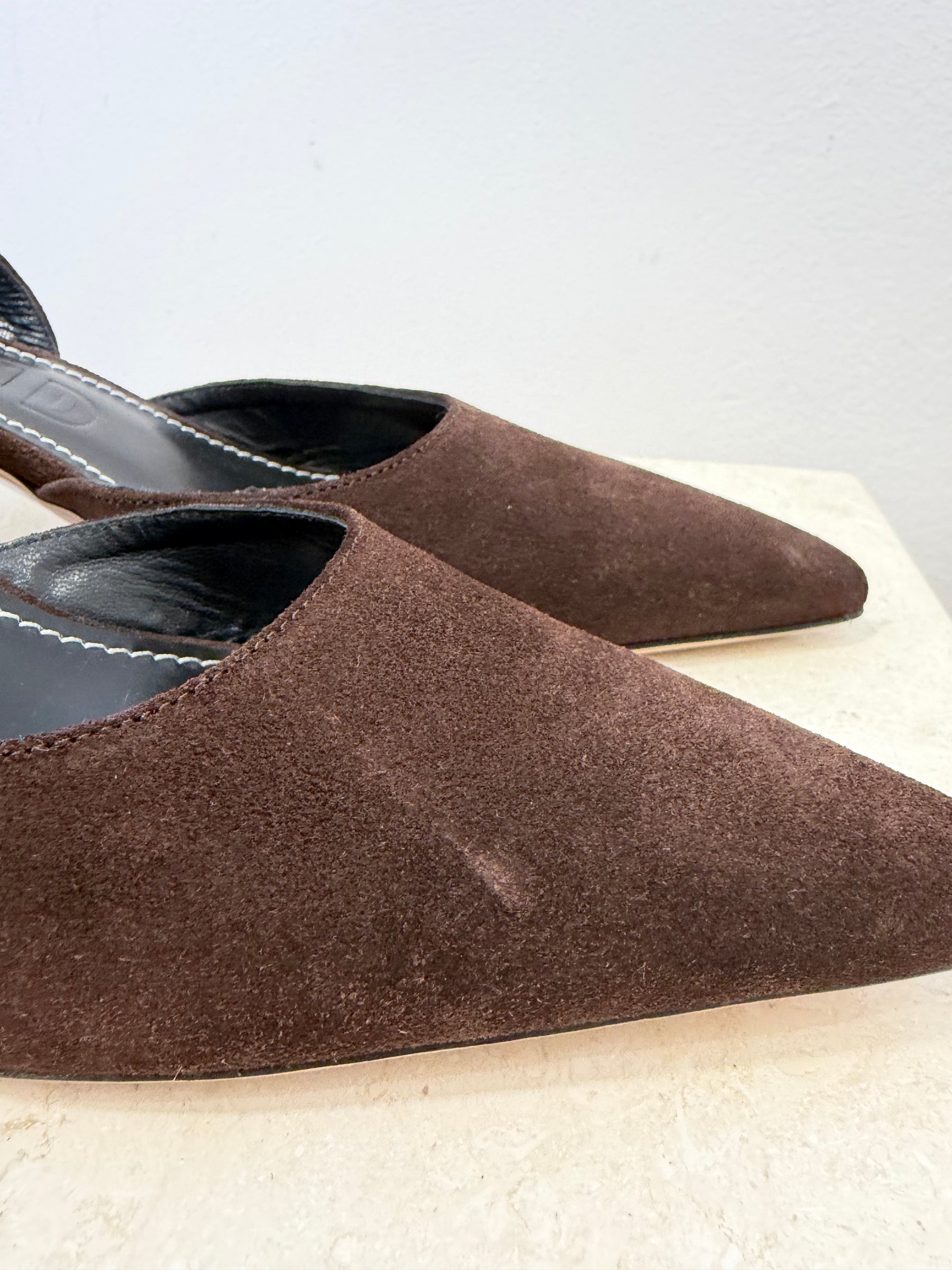 Staud Brown Suede Pointed Slingback, 37