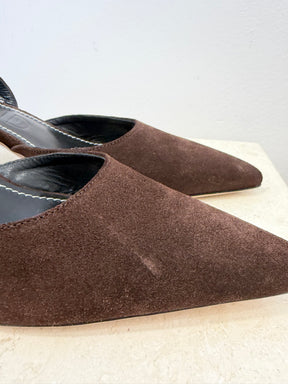 Staud Brown Suede Pointed Slingback, 37
