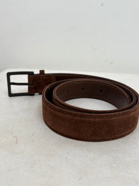 Chanel Brown Suede Logo Belt, 80