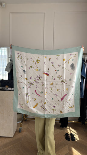 Hermès Fleurs And Plumes Print Silk Scarf