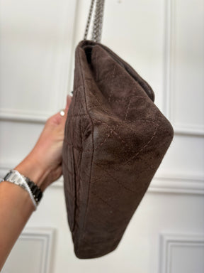 Chanel Brown Suede Large 2.55 Handbag