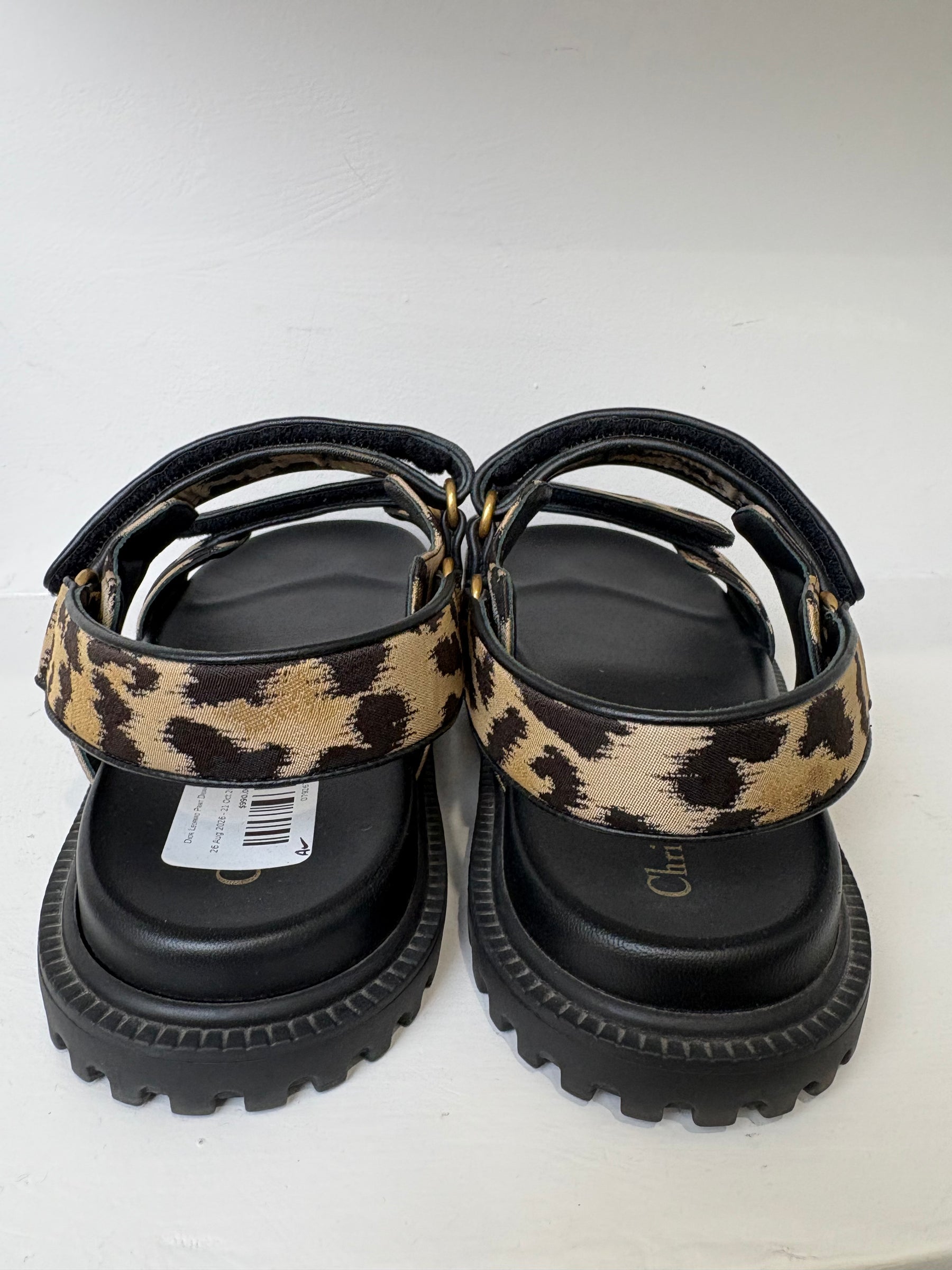 Dior Leopard Print Dioract Sandals, 40.5