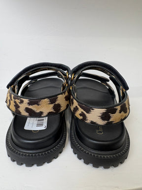 Dior Leopard Print Dioract Sandals, 40.5