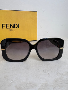 Fendi Black Square Logo Arm Sunglasses