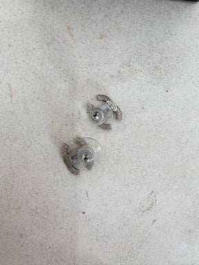 Chanel Silver Crystal Logo Studs