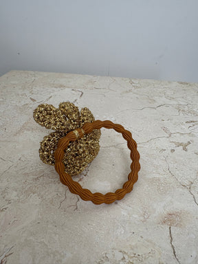 Lucy Folk Gold Crochet Flower Hair Tie