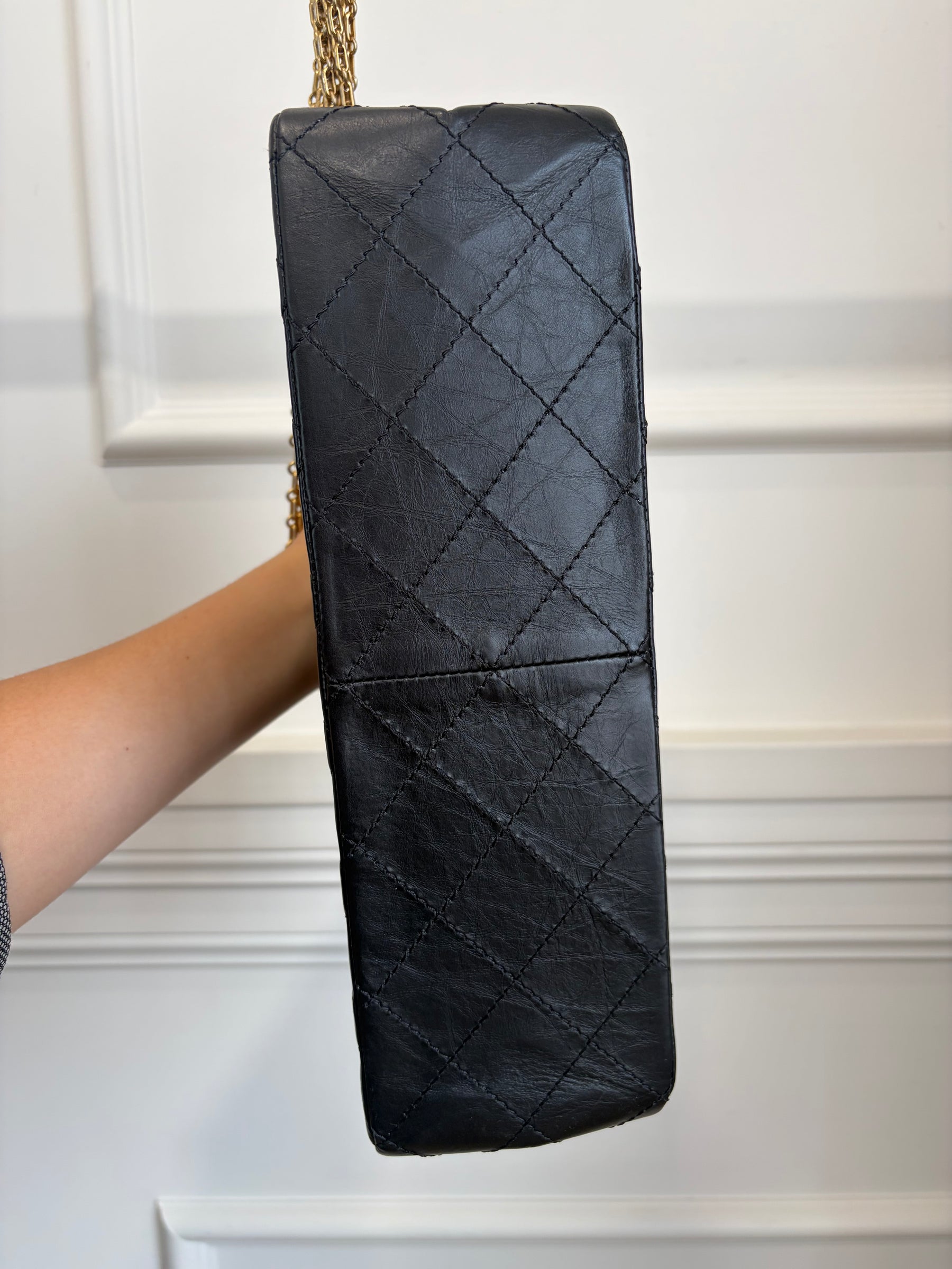 Chanel Black Crinkled Lambskin Reissue 2.55 Jumbo Flap Bag
