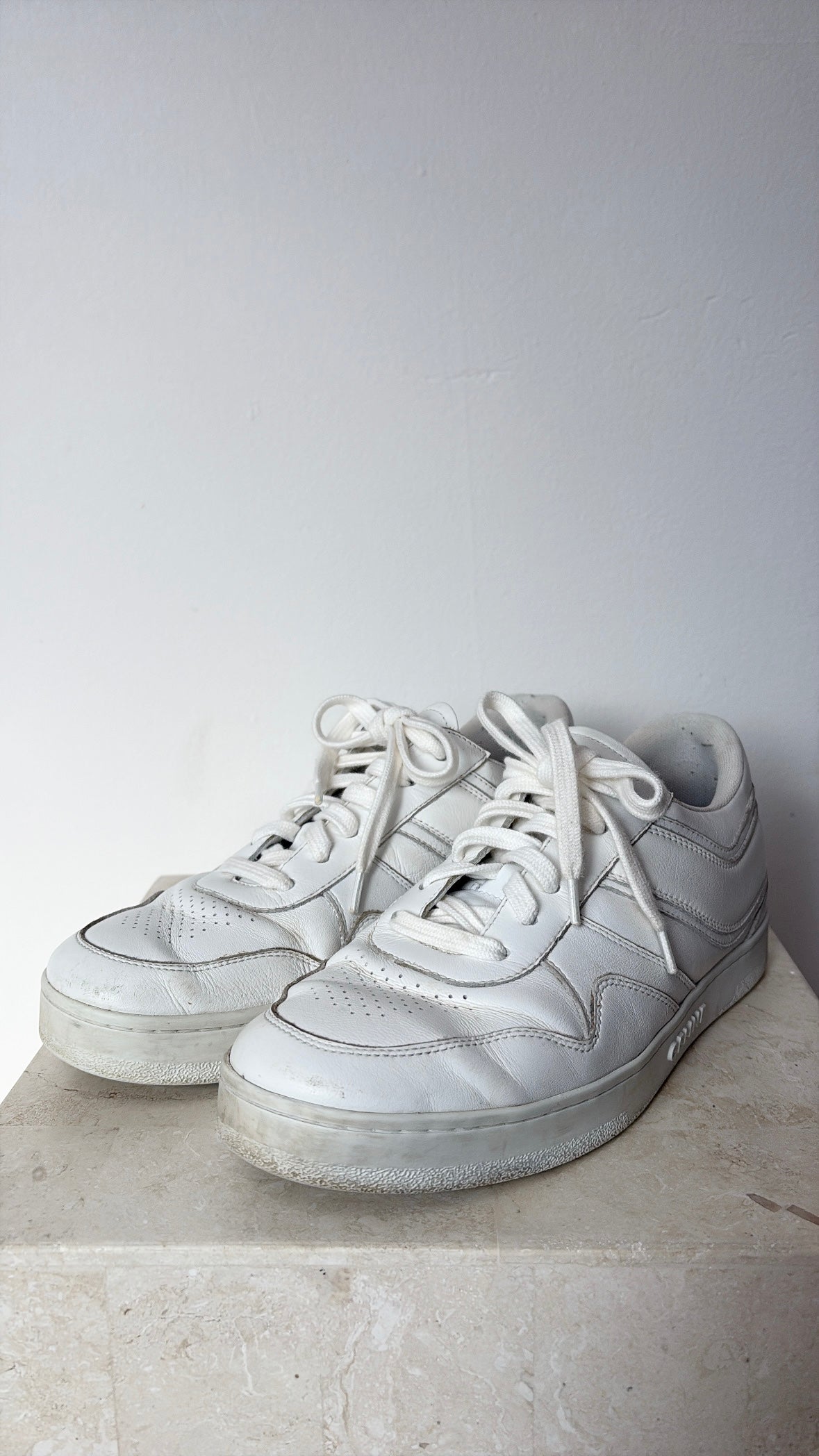 Celine White Low Lace Up Sneakers, 39